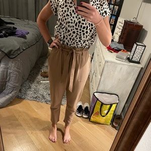 Tan dress pants, high waisted